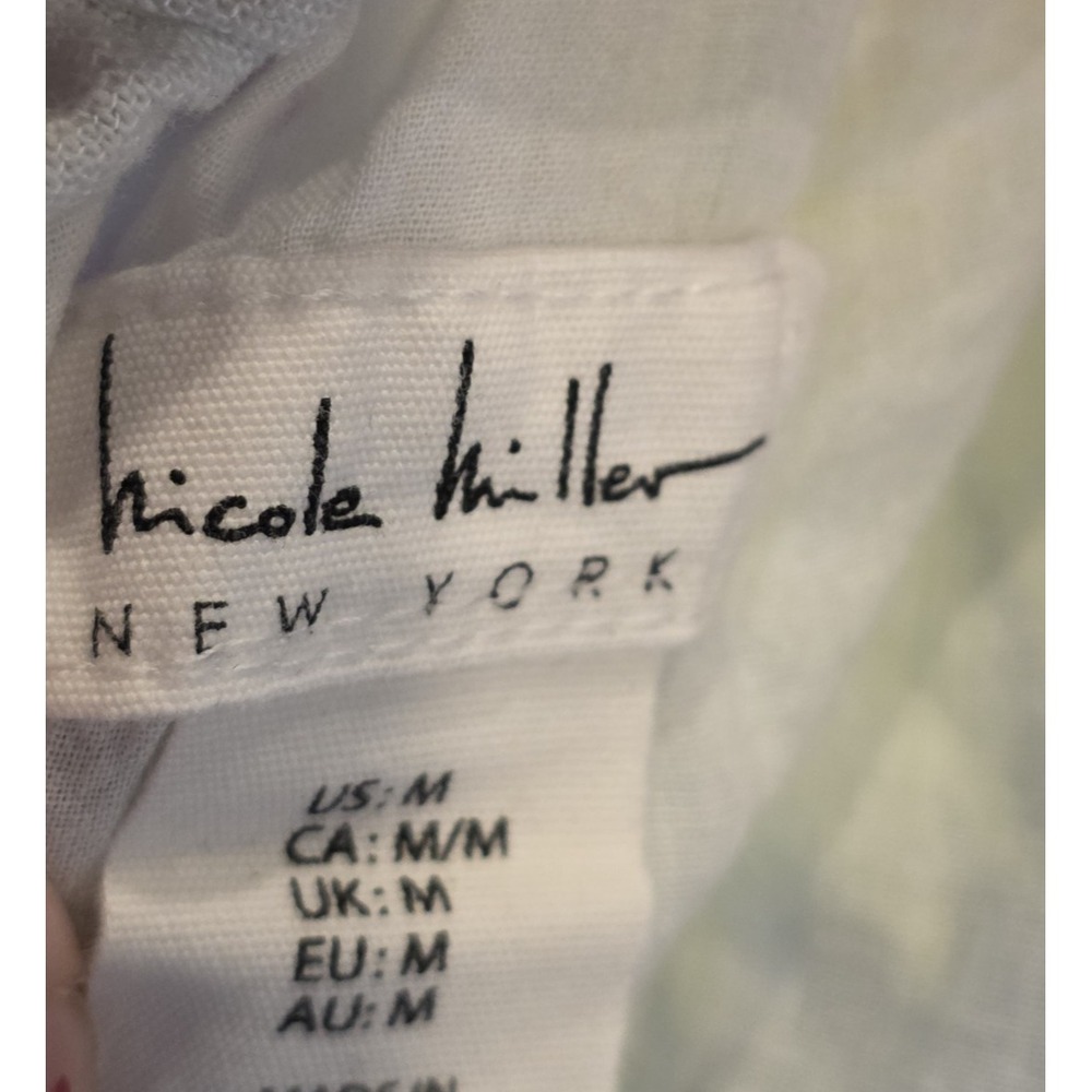Nicole Miller Romper Jumpsuit Multicolor Tropical Palm Floral Linen Blend Medium - Picture 7 of 11
